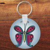 Porte-clés Sticker rond papillon classique (Recto)