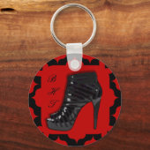 Porte-clés Stiletto noir sur rouge (Recto)