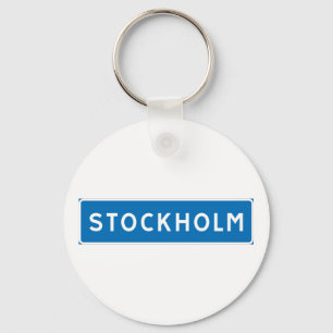Porte-clés Stockholm, panneau routier suédois