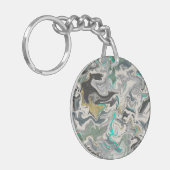 Porte-clés Stone Marbling with Turquoise Veins Acrylic Circle (Devant gauche)