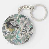 Porte-clés Stone Marbling with Turquoise Veins Acrylic Circle (Dos)