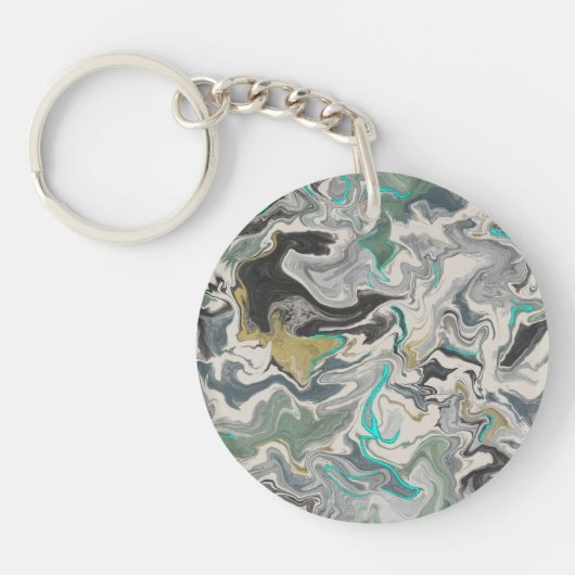 Porte-clés Stone Marbling with Turquoise Veins Acrylic Circle (Devant)
