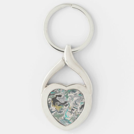 Porte-clés Stone Marbling with Turquoise Veins Heart (Devant)