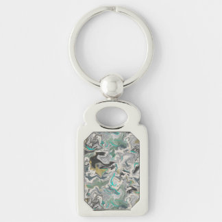 Porte-clés Stone Marbling with Turquoise Veins Rectangle