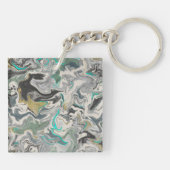 Porte-clés Stone Marbling with Turquoise Veins Square Acrylic (Dos)