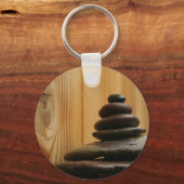 Porte-clés Stones de méditation de Cairn et bois (Recto)