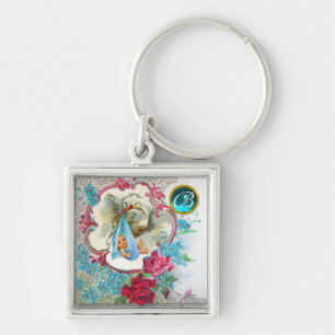 PORTE-CLÉS STORK BABY BOY SHOWER GEM MONOGRAM