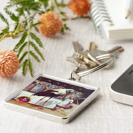 PORTE-CLÉS STORK BÉBÉ FILLE DOUCHE GEM MONOGRAM (Côté)