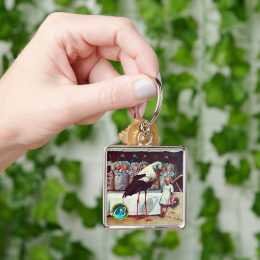 PORTE-CLÉS STORK BÉBÉ GARÇON DOUCHE GEM MONOGRAM (main)