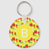 Porte-clés Strawberry and Flower Yellow Pattern Monogrammed (Recto)