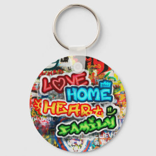 Porte-clés Streetart Graffiti Amour Maison Cœur Coloré Funky