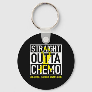 Porte-clés Stright Outta Chemo Gold Ribbon Cancer de l'enfanc
