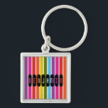Porte-clés Stripes arc-en-ciel personnalisées<br><div class="desc">Un motif rayé arc-en-ciel multicolore brillant avec un modèle pour ajouter votre nom ou un autre texte.</div>