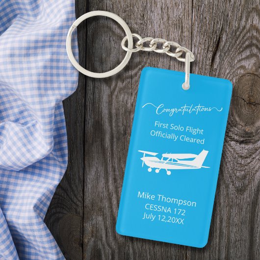 Porte-clés Student Pilot First Solo Photo Personalized blue 