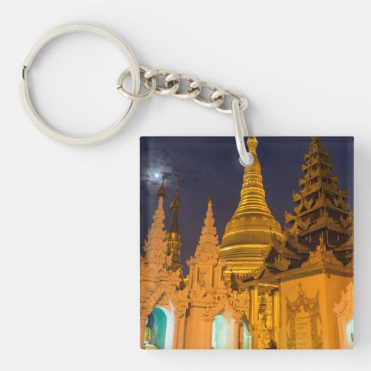 Porte-clés Stupa Doré Et Temples (Devant)