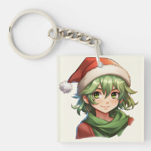 Porte-clés Style Anime Portrait Elf de Noël