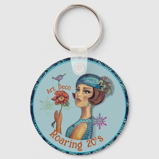 Porte-clés Style Art déco des années 20 en bleu (Recto)