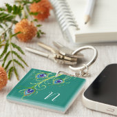 Porte-clés Style Art Déco Nouveau Peacock Feathryl (Devant Droit)