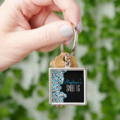 Porte-clés Style Blue Sweet 16 Zebra Heart Design Nom (main)