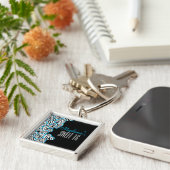 Porte-clés Style Blue Sweet 16 Zebra Heart Design Nom (Côté)