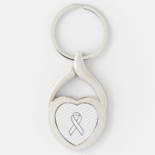 Porte-clés Style Chrome blanc de sensibilisation au ruban pie