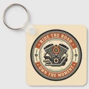 Porte-clés Style de badge de moteur de moto rétro