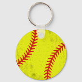 Porte-clés Style de jour de match de softball rapide Retro At (Verso)