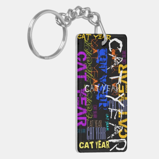 Porte-clés Style Graffiti Répétition Chat Année 2023 Monogram (Devant gauche)