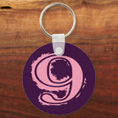 Porte-clés Style Grunge rose Numéro 9 (Recto)
