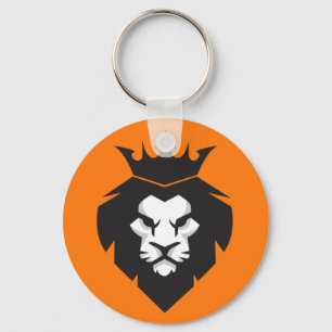 Porte-clés Style Lion de roi noir et blanc avec couronne