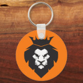 Porte-clés Style Lion de roi noir et blanc avec couronne (Recto)