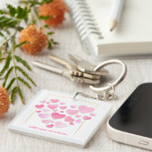 Porte-clés Style Mignon Cœurs Roses Saint-Valentin Romantique (Devant Droit)