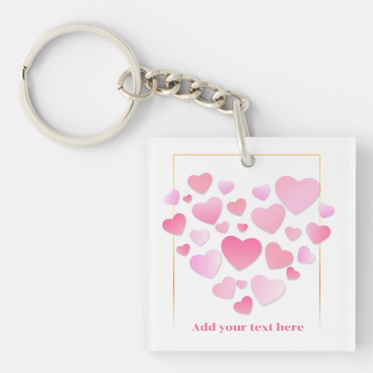 Porte-clés Style Mignon Cœurs Roses Saint-Valentin Romantique (Devant)