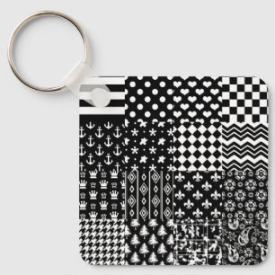 Porte-clés Style minimaliste Motif mixte noir blanc