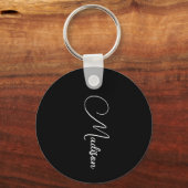 Porte-clés Style moderne Nom de script noir (Verso)