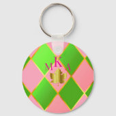 Porte-clés Style Monogrammed rose et Jacquard vert (Recto)