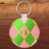 Porte-clés Style Monogrammed rose et Jacquard vert (Verso)