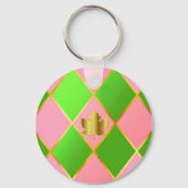 Porte-clés Style Monogrammed rose et Jacquard vert (Verso)