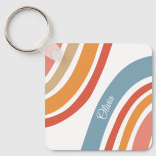 Porte-clés Style rétro coloré design arc-en-ciel