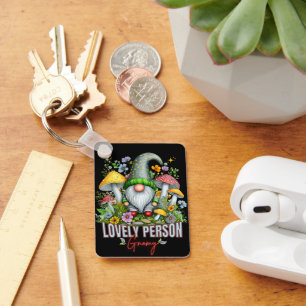 Porte-clés Style vintage Belle Gnome avec Champignons Art