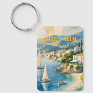 Porte-clés Style vintage Côte d'Azur Voyage en France