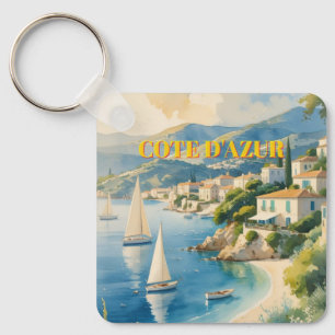 Porte-clés Style vintage Côte d'Azur Voyage en France