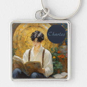 Porte-clés Style Vintage romantique Art de la lecture de garç