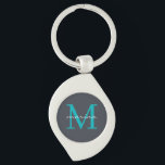 Porte-clés Stylis et monogrammed personnalisé<br><div class="desc">Ajoutez une touche de sophistication à vos clés avec notre Porte - clé initial Elegant Grey and Bluish Monogram. Doté d'un arrière - plan gris épuré, d'une initiale de monogramme bleu frappant et de votre nom élégamment affiché sur le monogramme, ce porte - clé est parfait pour ajouter une touche...</div>