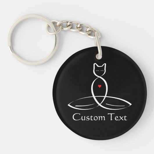 Porte-clés Stylisé Cat Meditator avec du texte personnalisabl (Devant)