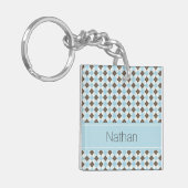 Porte-clés Stylish Blue and Brown Personalised Argyle Pattern (Devant gauche)