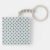 Porte-clés Stylish Blue and Brown Personalised Argyle Pattern (Dos)