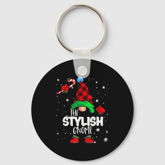 Porte-clés Stylish Gnome Red Buffalo Plaid Matching Family Ch (Recto)