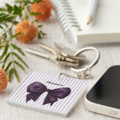 Porte-clés Stylish Lavender Stripes Purple Bow  (Devant Droit)
