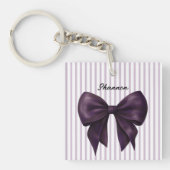 Porte-clés Stylish Lavender Stripes Purple Bow  (Devant)